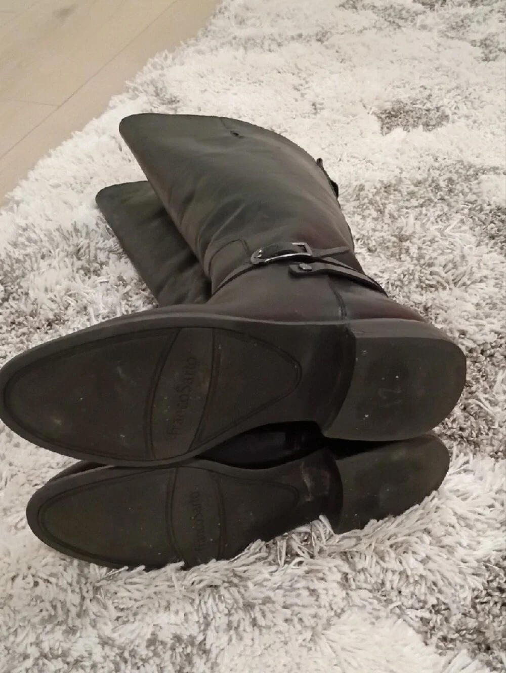 Franco Sarto Black Over-the-Knee Riding Boots with Ankle Strap